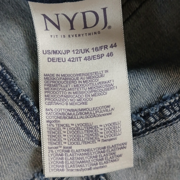 NYDJ Jeans Women's jeans Teresa Wideleg Blue Riverwalk wash Raw hem size 12 - Picture 11 of 16